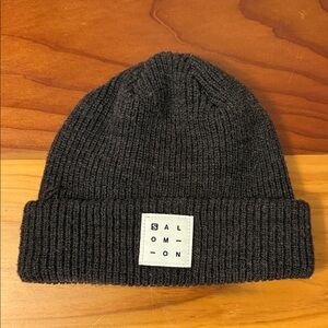 Salomon Charcoal Ribbed Beanie